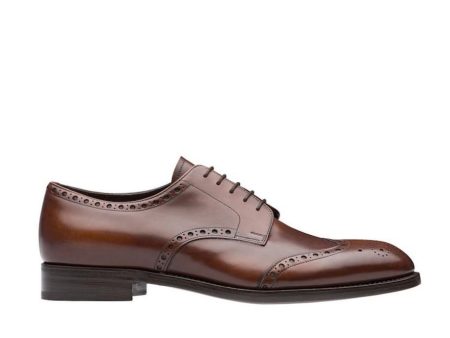 Prada 2EA143-3F33 Men s Shoes Brown Calf-Skin Leather Derby Oxfords (PRM1033) Hot on Sale