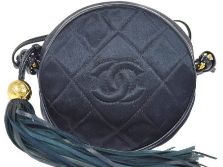 CHANEL 1989-1991 Quilted CC Fringe Cross Body Shoulder Bag Navy yg02090d Online