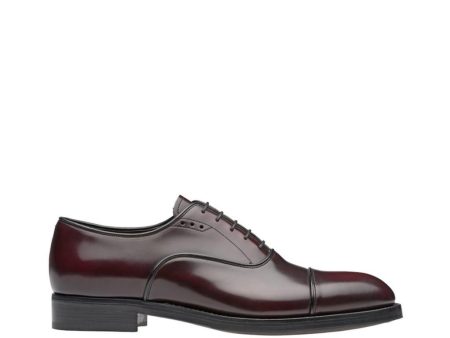 Prada 2EA130-055 Men s Shoes Burgundy Calf-Skin Leather Oxfords (PRM1007) For Sale