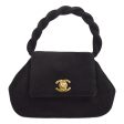 CHANEL * 1996-1997 Handbag Black Suede 48193 Cheap