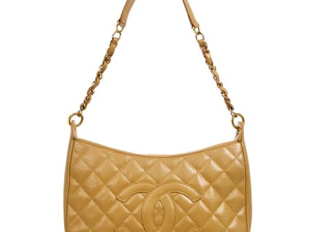 CHANEL 2003-2004 Hobo Bag Beige Caviar 15748 Cheap