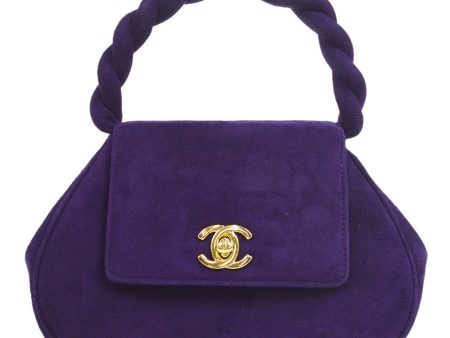 CHANEL * 1996-1997 Handbag Purple Suede 57059 Cheap