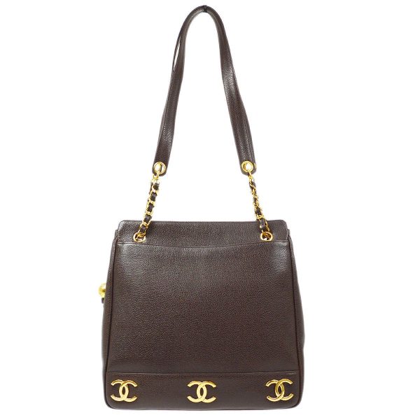 CHANEL 1991-1994 Brown Caviar Triple CC Tote 81102 Sale