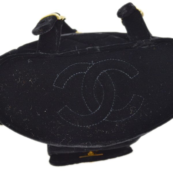 CHANEL * 1994-1996 Black Velvet Duma Backpack Small 74282 Cheap