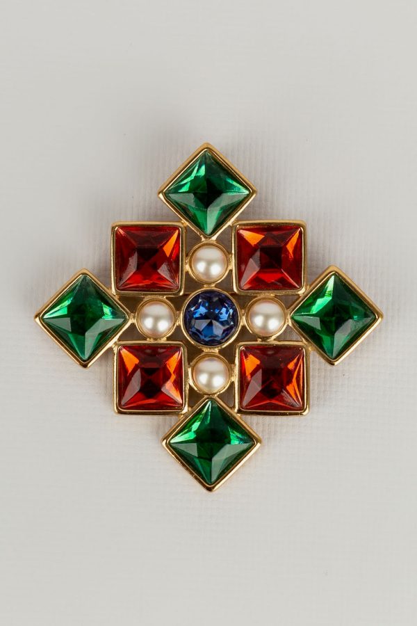 Broche strassée Yves Saint Laurent Online