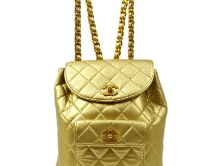 CHANEL 1991-1994 Gold Lambskin DUMA Backpack Medium GS01603c Online Sale