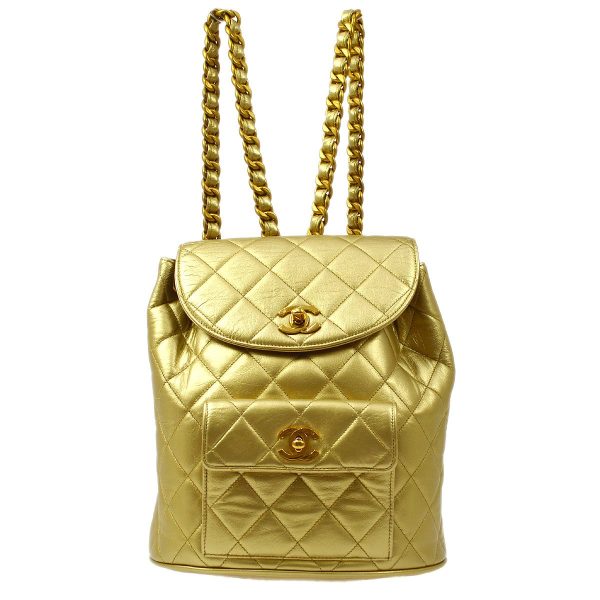 CHANEL 1991-1994 Gold Lambskin DUMA Backpack Medium GS01603c Online Sale