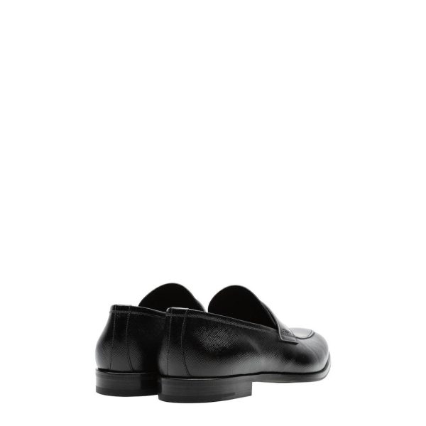 Prada 2DB161-UWU Men s Shoes Black Saffiano   Brushed Calf-Skin Leather Penny Loafers (PRM1028) For Sale