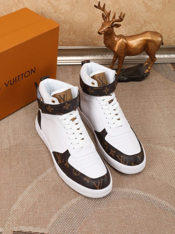 Louis Vuitton High Top White Brown Sneaker For Cheap