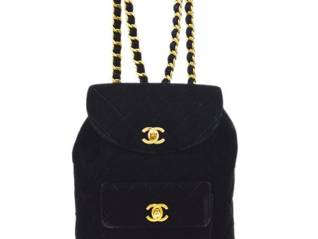 CHANEL * 1990s Black Velvet DUMA Backpack Medium 70879 Online now