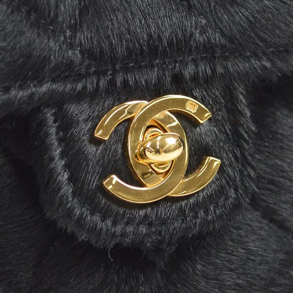 CHANEL * 1990s Classic Flap Handbag Micro Black Pony Hair 48642 Online