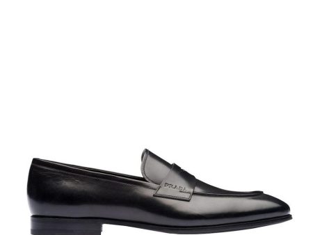 Prada 2DB185-248 Men s Shoes Black Calf-Skin Leather Penny Loafers (PRM1031) Online