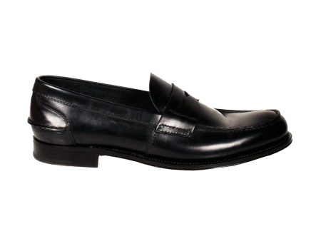 Prada 2D2843 Men s Shoes Black Calf-Skin Leather Penny Loafers (PRM70) on Sale