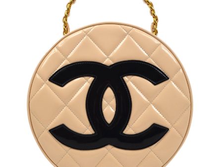 CHANEL * 1995 Round Cosmetic Chain vanity Hand Bag Beige 13686 For Sale