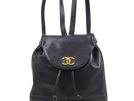 CHANEL 1991-1994 Black Caviar Triple CC Backpack AK36817d Hot on Sale