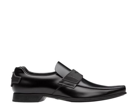 Prada 2DG094-B4L Men s Shoes Black Calf-Skin Leather Moccasin Loafers (PRM1006) Online Hot Sale