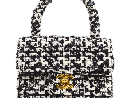 CHANEL * 1991-1994 Classic Flap Handbag Micro Tweed 24812 Online Hot Sale