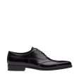 Prada 2EA149-P39 Men s Shoes Black Brushed Calf-Skin Leather Cap-Toe Oxfords (PRM1030) on Sale