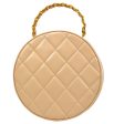 CHANEL * 1995 Round Cosmetic Chain vanity Hand Bag Beige 13686 For Sale