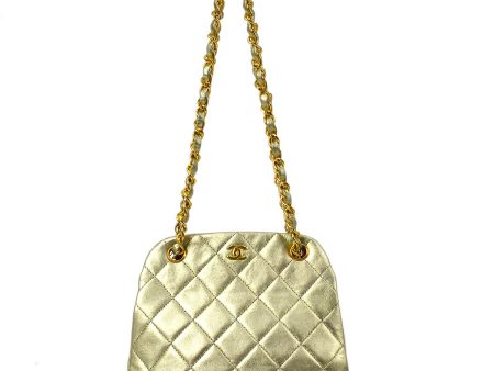 CHANEL 1989-1991 Gold Lambskin Kisslock Shoulder Bag 05240 Online Sale