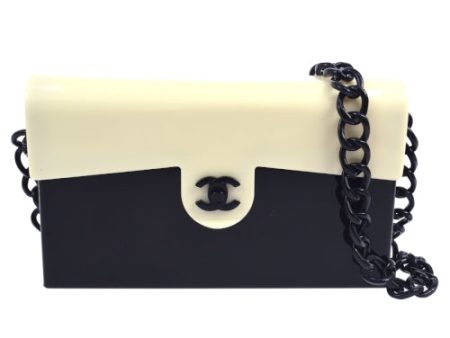 CHANEL  2000-2001 CC Logos Chain Shoulder Bag Plastic Bicolor Black White ao06406 Sale