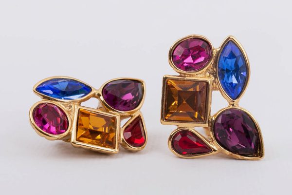 Boucles d oreilles multicolores Yves Saint Laurent For Sale