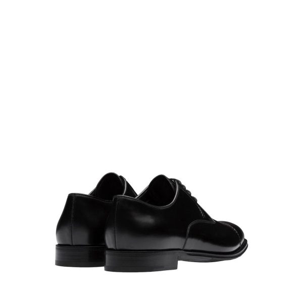 Prada 2EB184-ZJY Men s Shoes Black Polished Calf-Skin Leather Derby Oxfords (PRM1027) Online