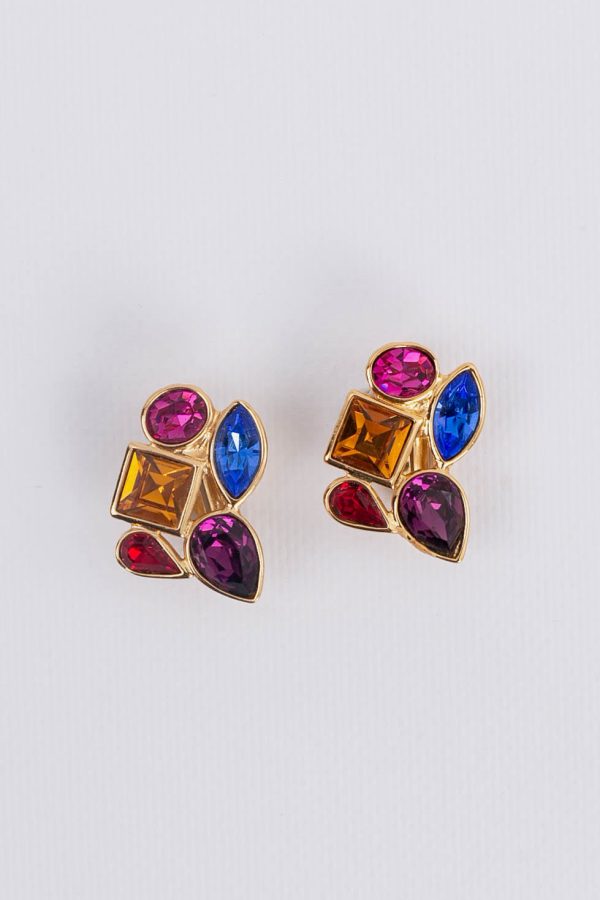 Boucles d oreilles multicolores Yves Saint Laurent For Sale