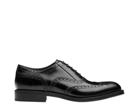 Prada 2EC134-ZJY Men s Shoes Black Polished Calf-Skin Leather Derby Oxfords (PRM1011) Online Sale