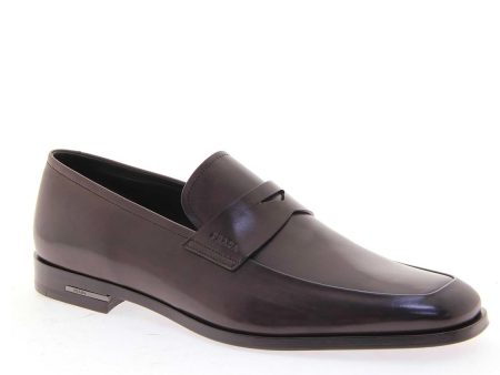 Prada 2DB019-248 Men s Shoes Brown Calf-Skin Leather Penny Loafers (PRM1022) Sale