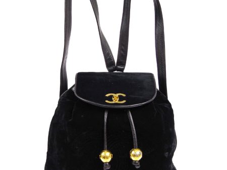 CHANEL 1991-1994 Backpack Black Velvet AK25677k For Cheap