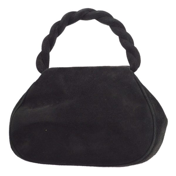 CHANEL * 1996-1997 Handbag Black Suede 48193 Cheap