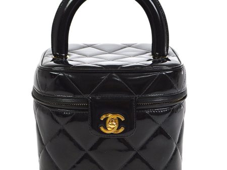 CHANEL 1995 Vanity Handbag Black Patent Leather ao34395 For Sale