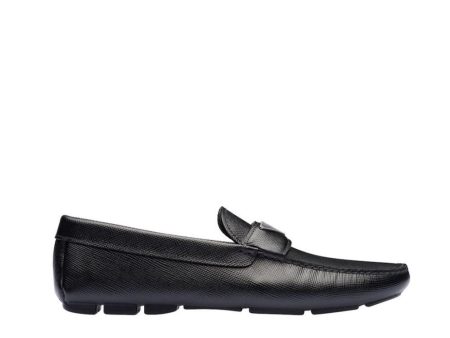 Prada 2DD164-3E0N Men s Shoes Black Saffiano Leather Moccasin Loafers (PRM1005) For Discount