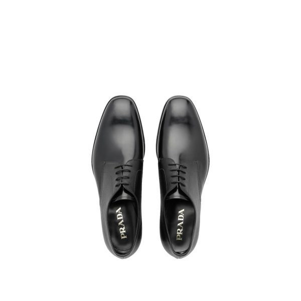 Prada 2EB174-UWU Men s Shoes Black Saffiano   Calf-Skin Leather Oxfords (PRM1008) Supply