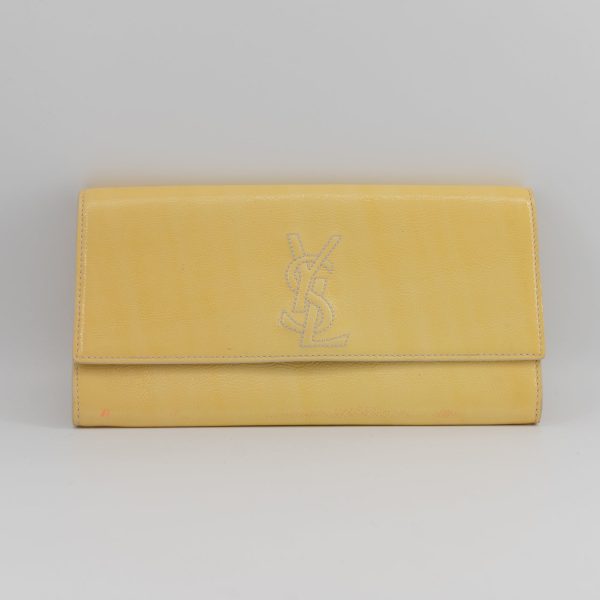 Yves Saint Laurent yellow leather clutch TWS pop For Discount