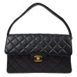 CHANEL  Black Lambskin Classic Both Flap Handbag Medium 71198 Sale