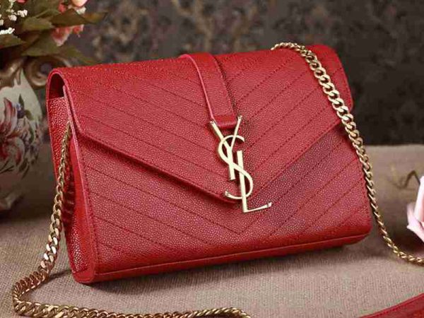 Yves Saint Laurent Small Monogramme Satchel Red Grain Textured Matelasse Leather Online now