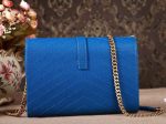 Yves Saint Laurent Small Monogramme Satchel Blue Grain Textured Matelasse Leather For Discount