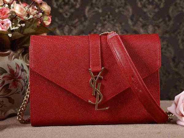 Yves Saint Laurent Small Monogramme Satchel Red Grain Textured Matelasse Leather Online now