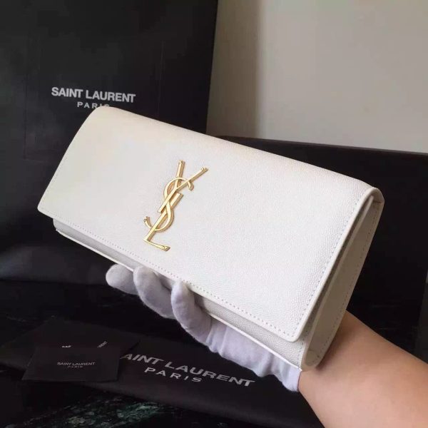 Yves Saint Laurent White Classic Monogramme Clutch For Cheap