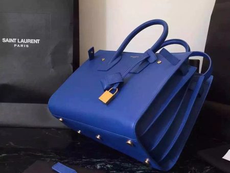 Yves Saint Laurent Small Sac De Jour Bag In Blue Leather Supply