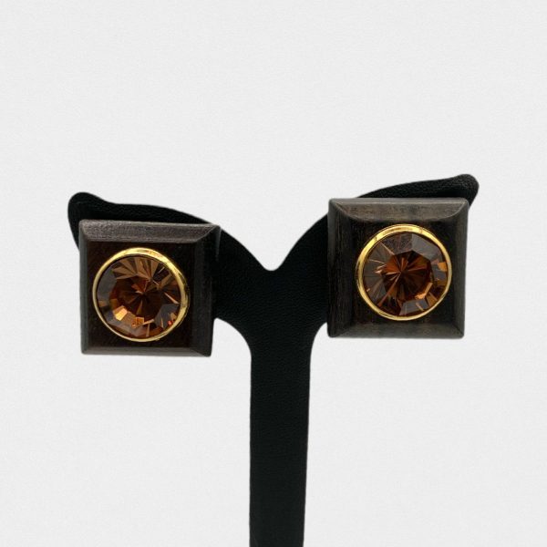 Yves Saint Laurent square wooden earrings - 1980s Discount