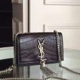 Yves Saint Laurent Small Monogram Tassel Satchel In Black Crocodile Leather Online now