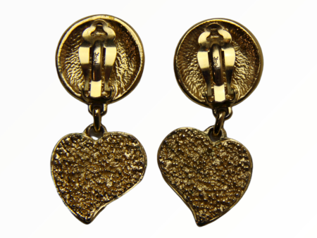 Yves Saint Laurent vintage heart and round embossed earrings - 1990s Sale