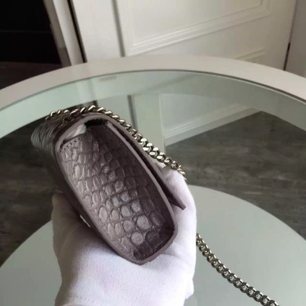 Yves Saint Laurent Small Monogram Satchel Bag In Grey Crocodile Leather Online Hot Sale