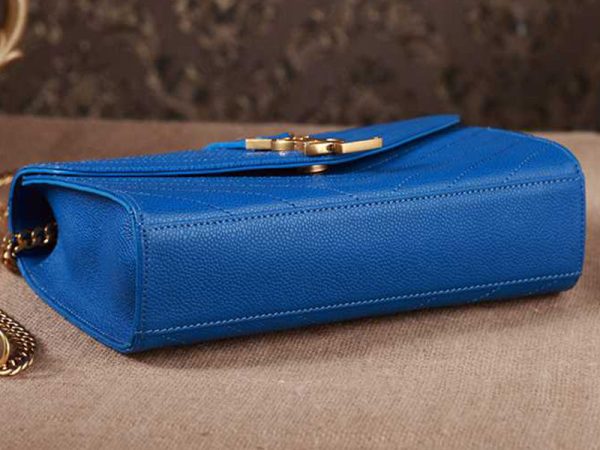 Yves Saint Laurent Small Monogramme Satchel Blue Grain Textured Matelasse Leather For Discount