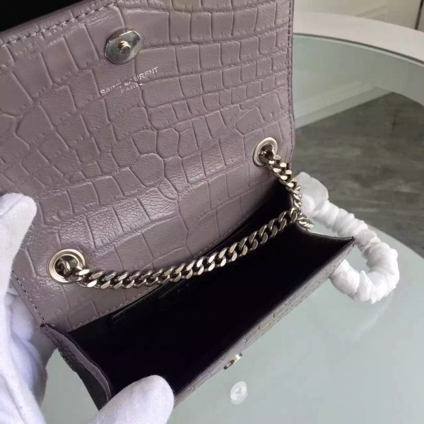 Yves Saint Laurent Small Monogram Satchel Bag In Grey Crocodile Leather Online Hot Sale