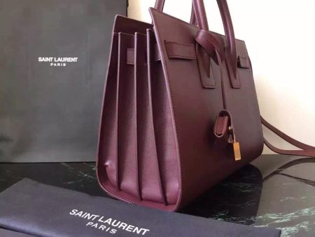 Yves Saint Laurent Small Sac De Jour Bag In Burgundy Leather For Sale