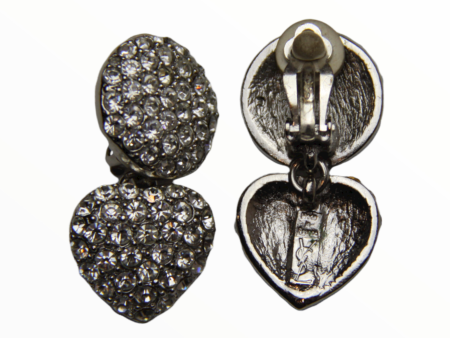 Yves Saint Laurent vintage silver heart and round earclips - 1990s Online now